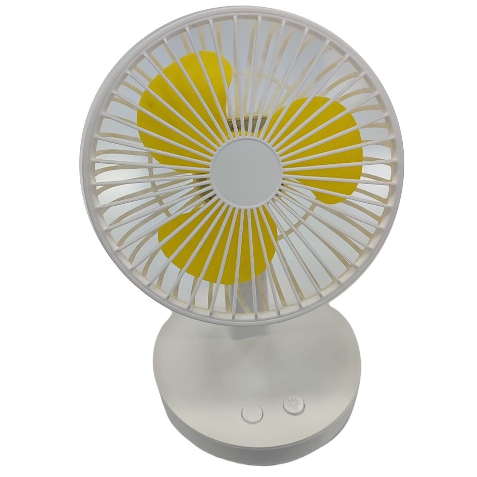  Ventilador De Mesa Beijiaju 16 Cm 1 Vel 3 Aspas Recargable Con Luz Blanco Y Amarillo