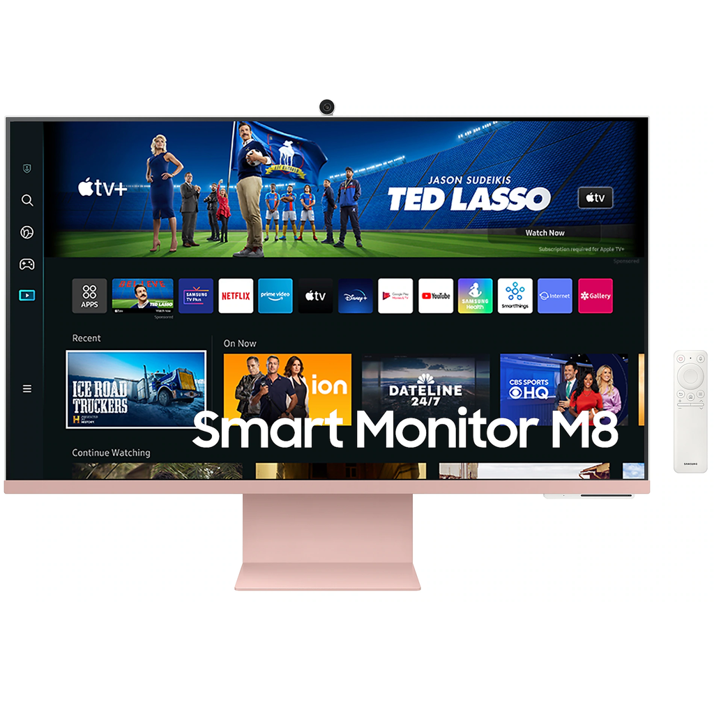 Monitor 32" Samsung M8 Smart 4K Aplicaciones De TV Integradas Con Camara Y Acceso Remoto A PC Rosado