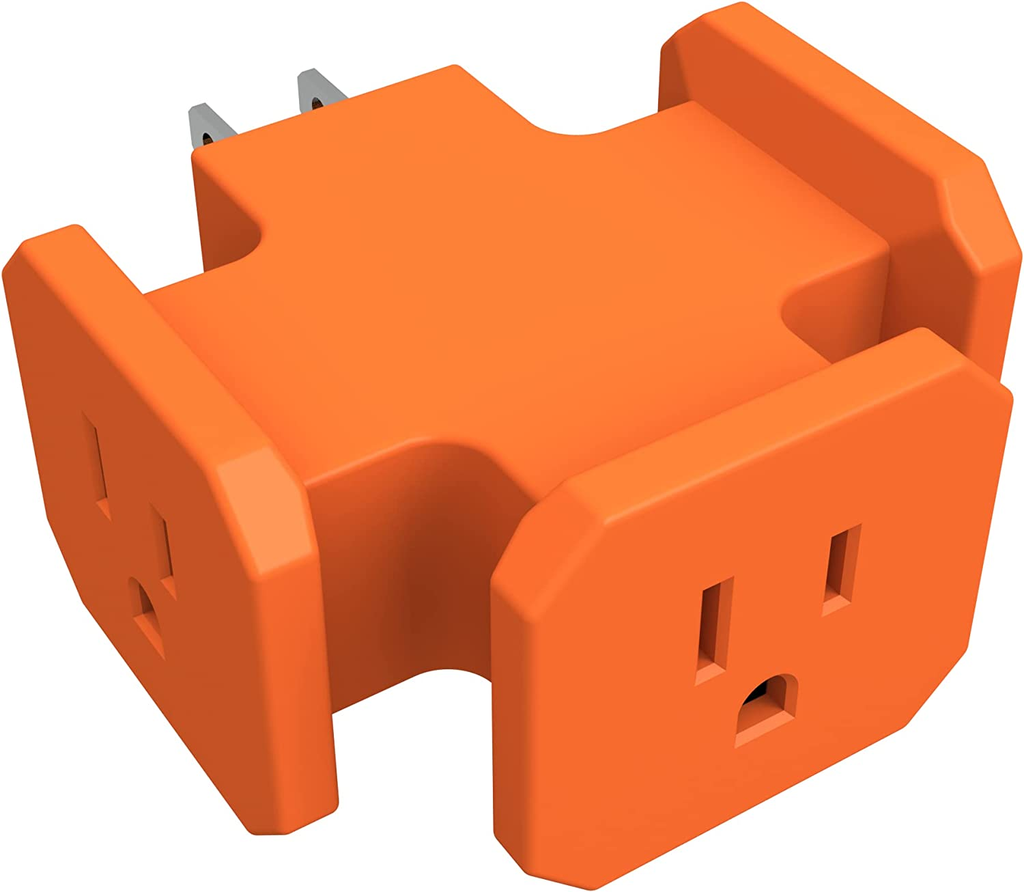 Adaptador De Corriente Stanley Resistente Con 3 Tomas Naranja