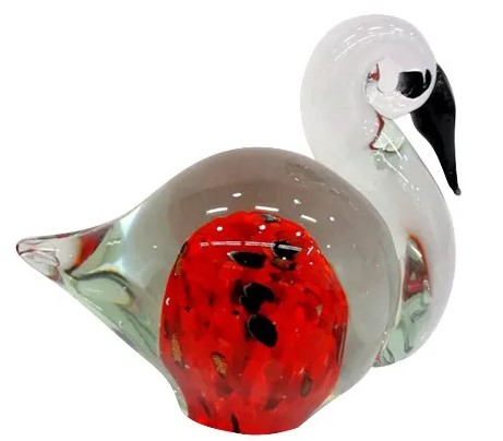 Figura Pajaro Decore De Vidrio 15.5X9X12 Cm Transparente Y Rojo