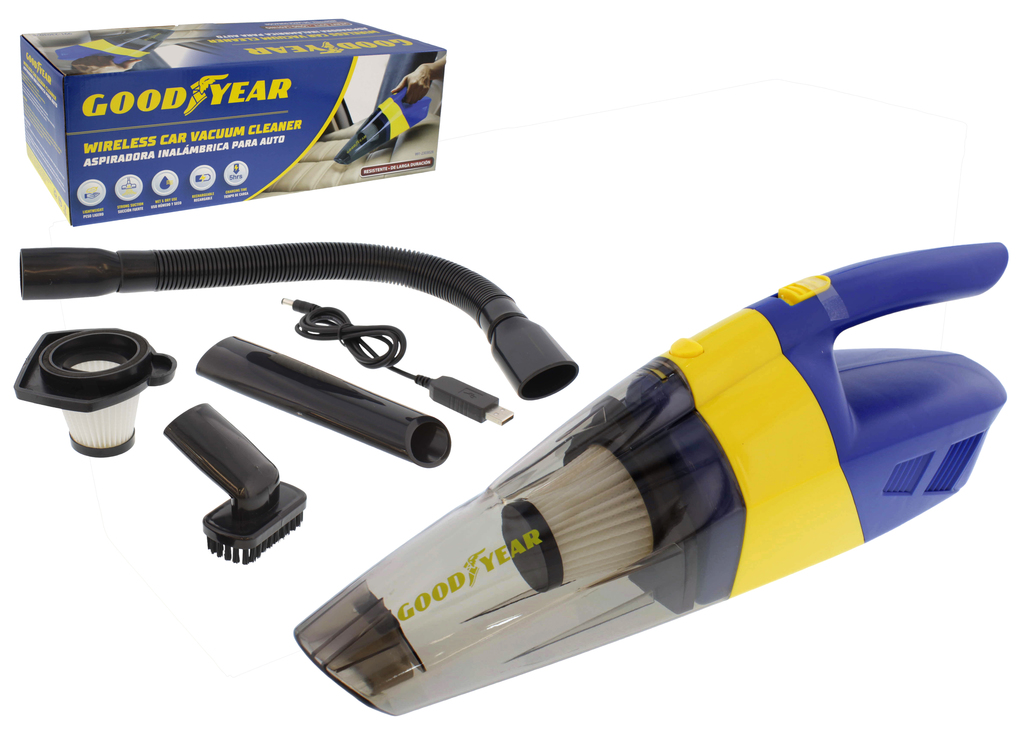 Aspiradora Para Vehiculo Goodyear Inalambrica Azul Y Amarillo