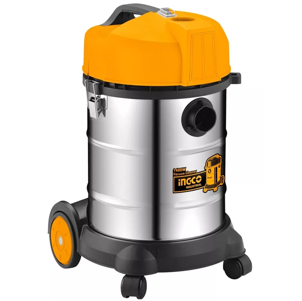 Aspiradora Ingco Seco/Mojado 30 Lts 1400W Plateado Y Amarillo