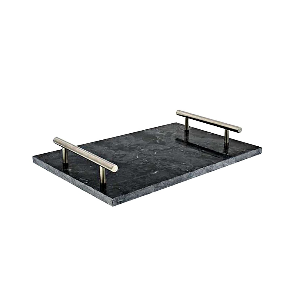 Bandeja Para Servir Life Art De Marmol Con Asas 30X20X4.5 Cm Negro