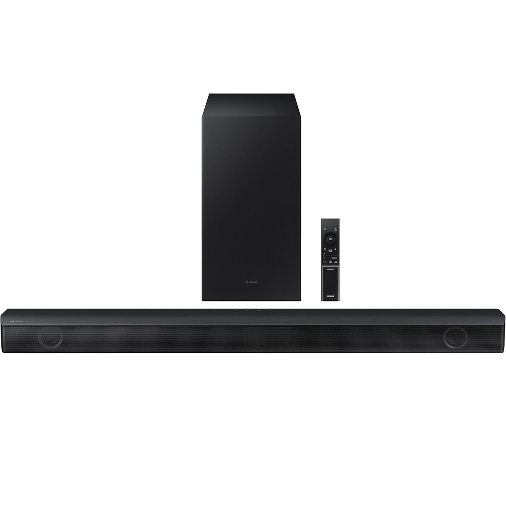Barra De Sonido Samsung 2.1 Con Bluetooth Adaptive Sound Lite Dolby Audio DTS Virtual X Y Bajo 410W Negro