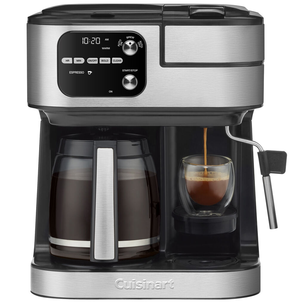 Cafetera Combinada Cuisinart 12 Tazas Programable Dual De Capsulas Y Molido Con Espumador Negro