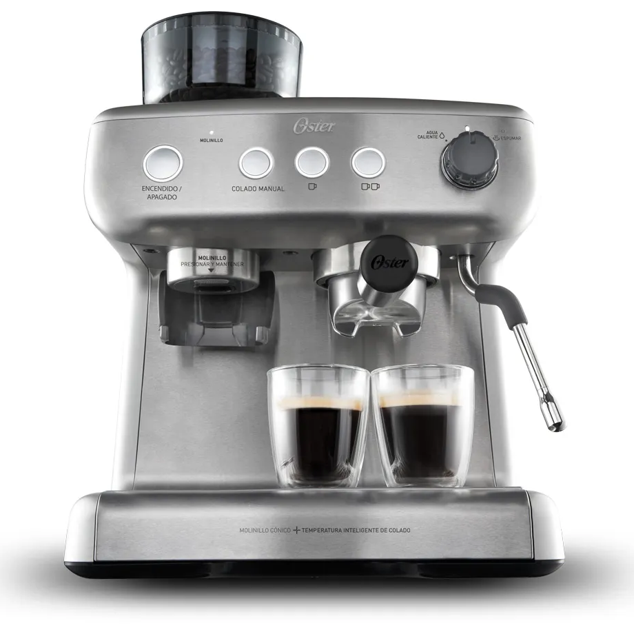 Cafetera Expreso Oster Perfect Brew 15 Bares Molino Ajustable Preinfusion Y Espumador Acero