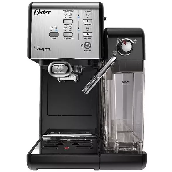 Cafetera Expreso Oster Prima Latte 19 Bares Sistema Termico Avanzado Con Espumador Negro Y Plateado