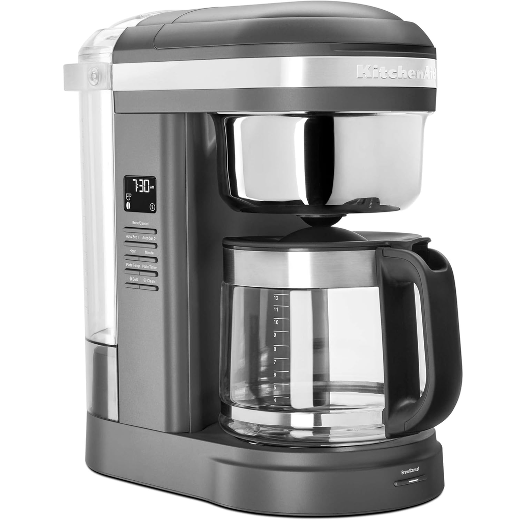 Cafetera Kitchenaid 12 Tazas Programable Cabezal De Ducha En Espiral Y Placa Calentadora Gris Mate