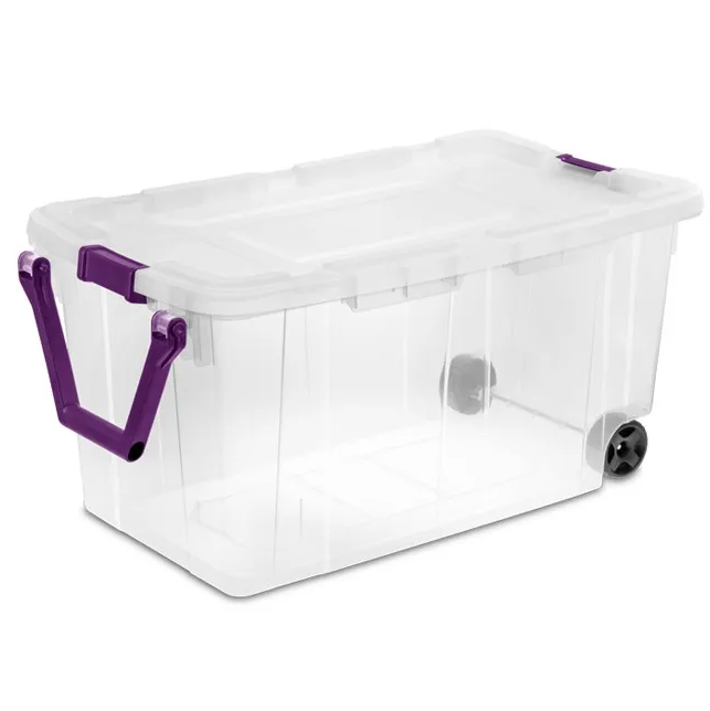 Caja Organizadora Sterilite Con Tapa Y Asas 151 Lts Transparente 