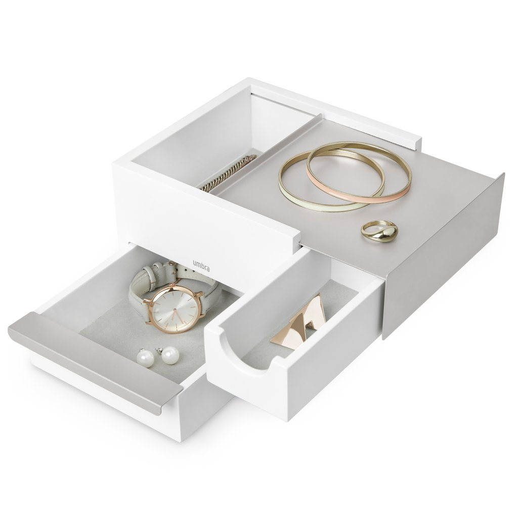 Caja Organizadora De Joyas Umbra Con Compartimientos Blanco