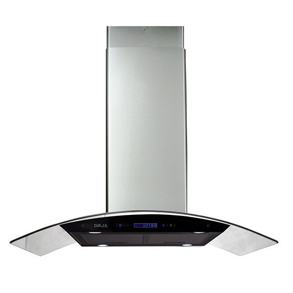 Campana De Isla 90 Cm Drija Touch Vidrio Curvo Acero