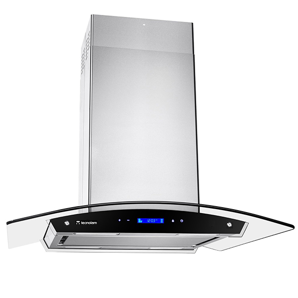 Campana De Pared 76 Cm Tecnolam Axia Touch Vidrio Curvo