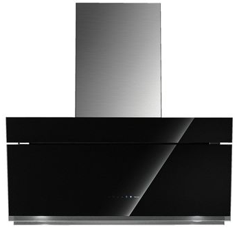 Campana De Pared 90 Cm Falmec Butterflyp Vidrio Inclinado Negro