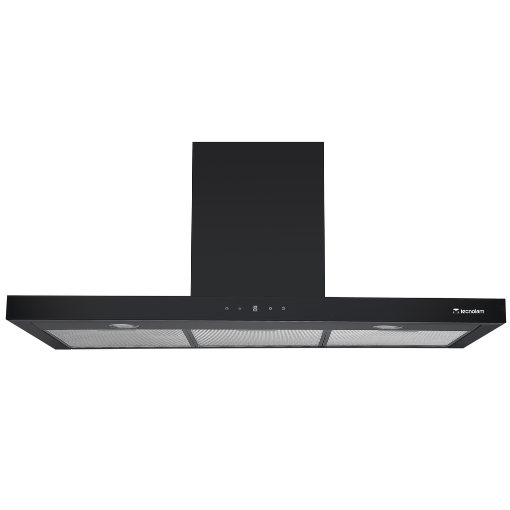 Campana De Pared 90 Cm Tecnolam Euroblack Motor Doble Turbina Luces MultiLed Negro