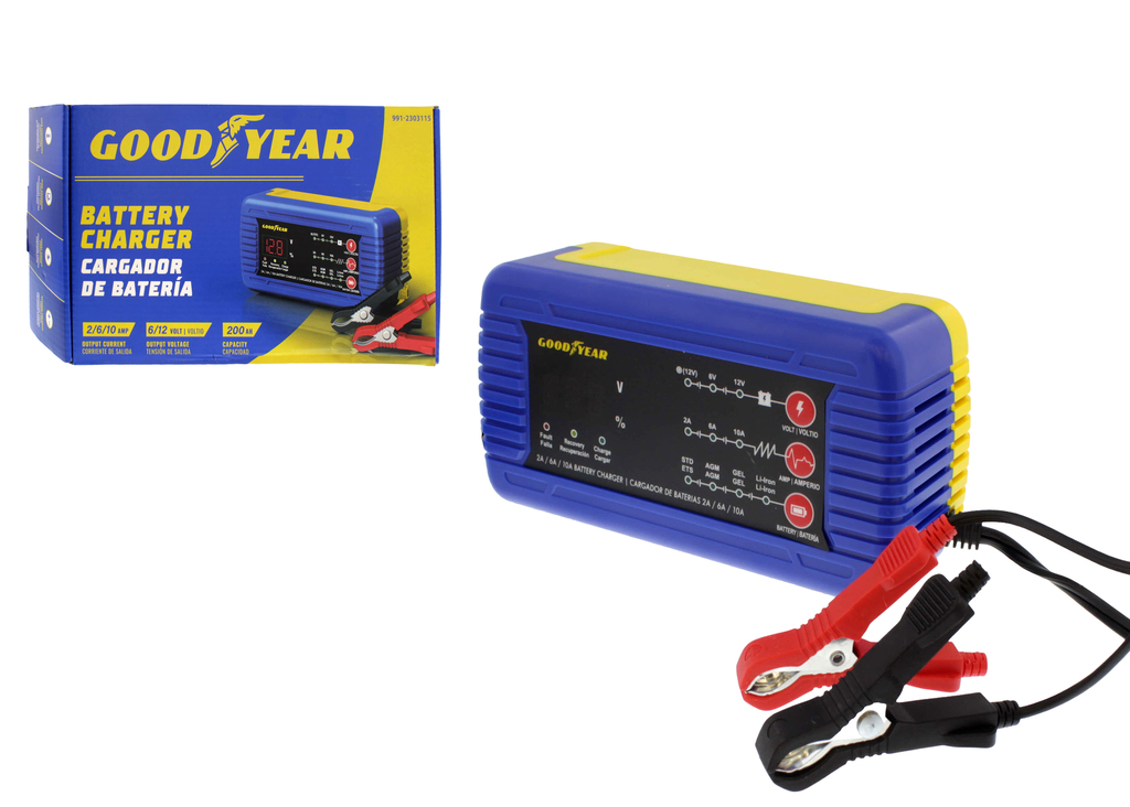 Cargador De Baterias Goodyear Inteligente Azul