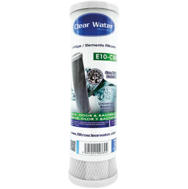 Cartucho Para Filtro Clear Water De Carbon A 10" Carbon Block 1 Micra Con Plata Coloidal Elimina Bacterias