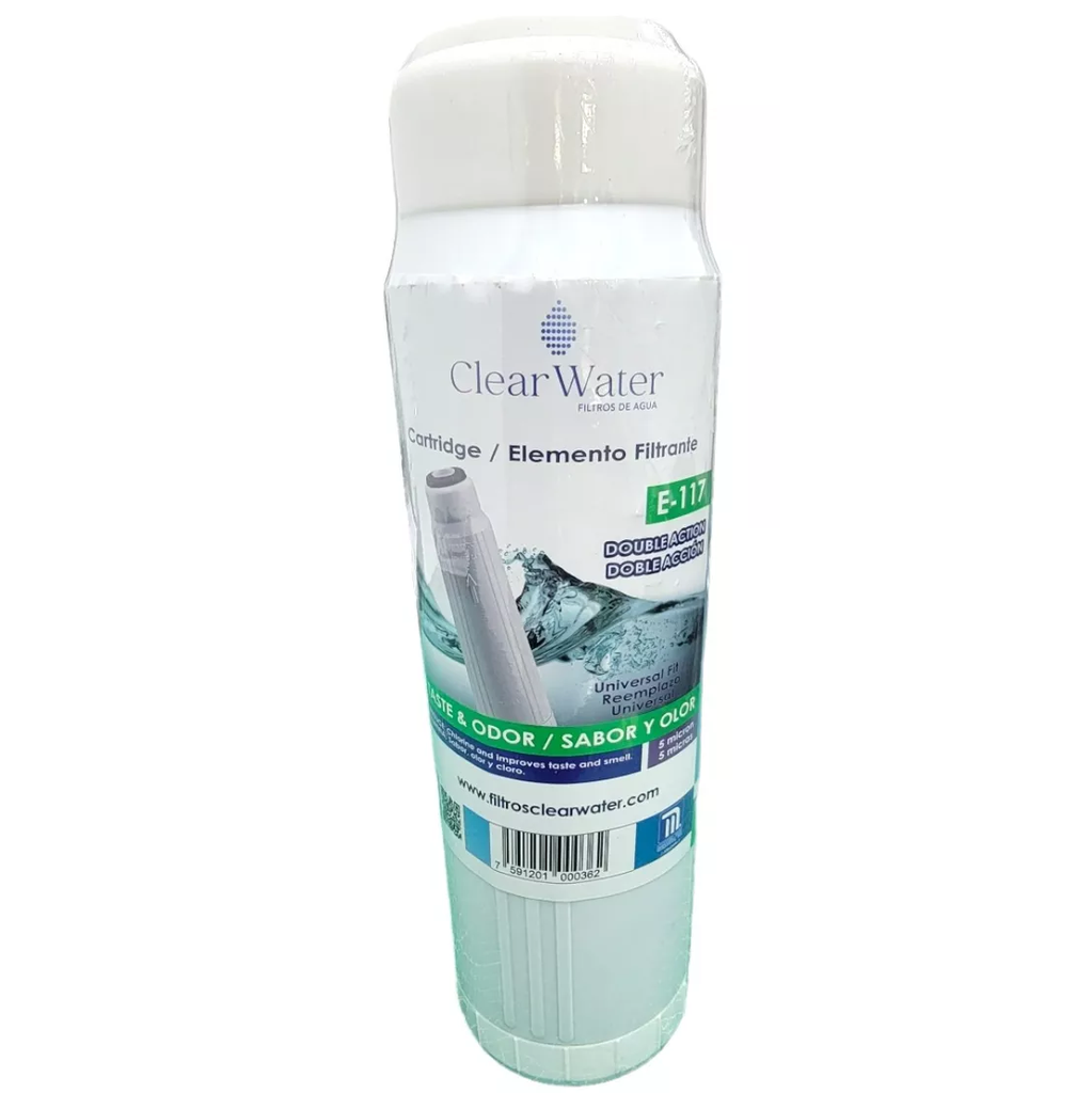 Cartucho Para Filtro Clear Water De Carbon Clear Water Doble Accion A 5 Micras 10"