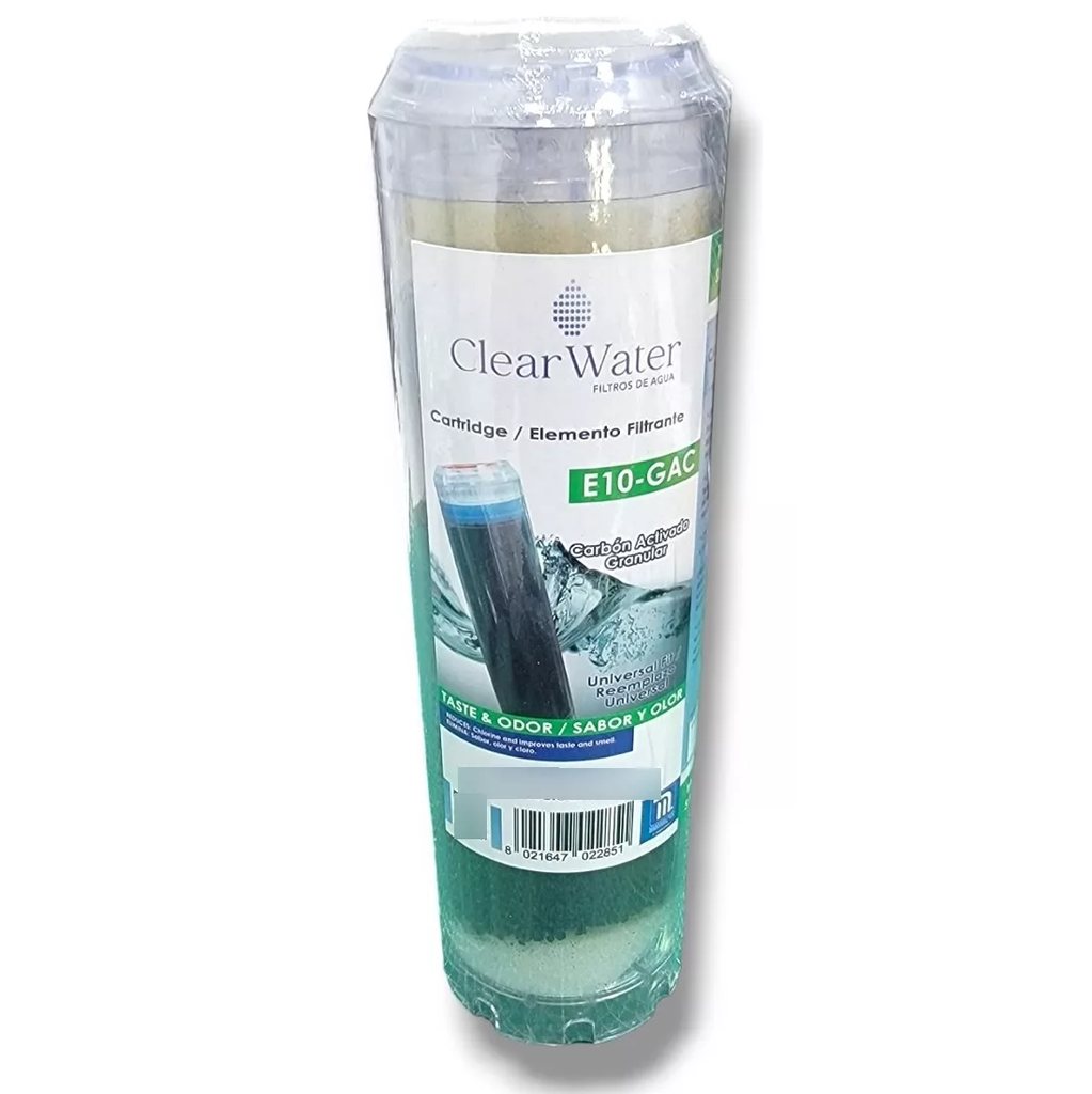 Cartucho Para Filtro Clear Water De Carbon Clear Water Doble Accion A 5 Micras 10"