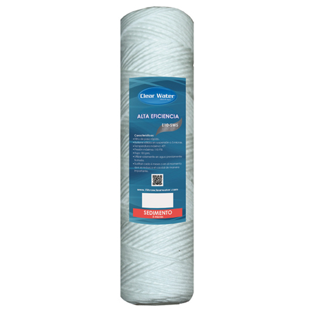 Cartucho Para Filtro Clear Water De Carbon De Prolipropileno Hilado A 25 Micras 10"