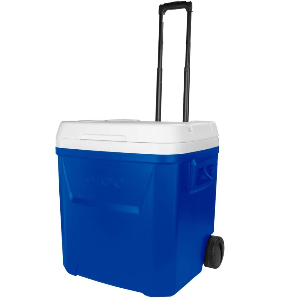 Cava Igloo Laguna Roller 56 Lts 60 Qt Con Ruedas Asa Telescopica Y Portavasos Azul