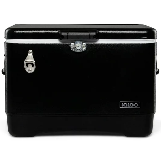 Cava Igloo Legacy 51 Lts 54 Qt Con Asas Y Abridor De Botellas Acero Y Negro