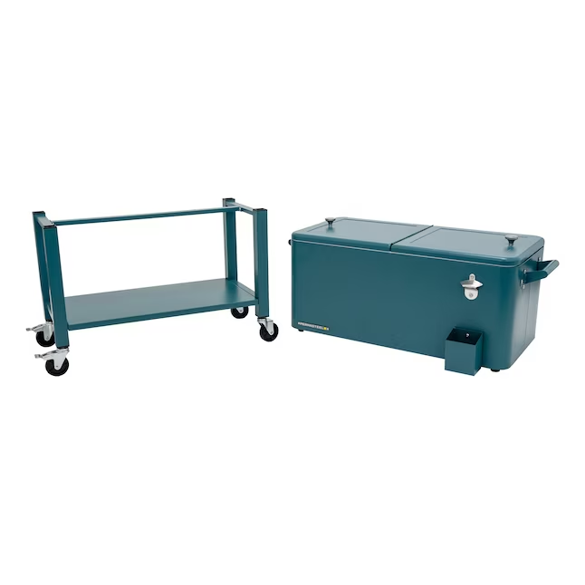 Cava Permasteel Desmontable 75 Lts 80 Qt Para Exteriores Con Ruedas Asas Y Estante Turquesa