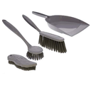 Set De Limpieza Con Cepillos Y Pala 4 Pzas Gris