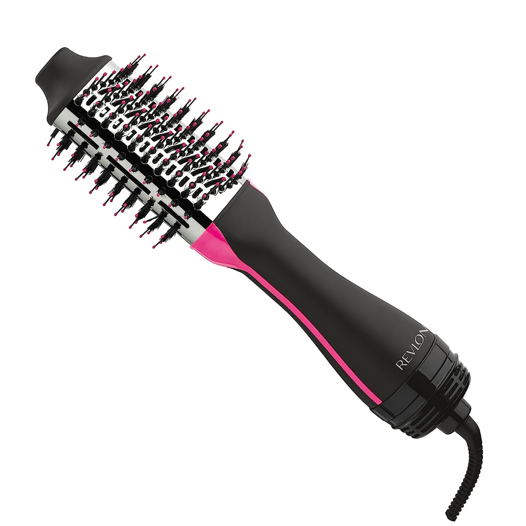 Cepillo Secador Revlon One Step Titanium 2.4 " Ovalado Ionico Secador Y Voluminizador Cerdas De Jabali Negro