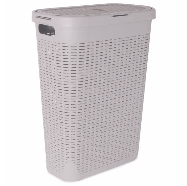 Cesta Para Ropa Kennedy Bath clip Con Tapa Y Asas 40 Lts Blanco