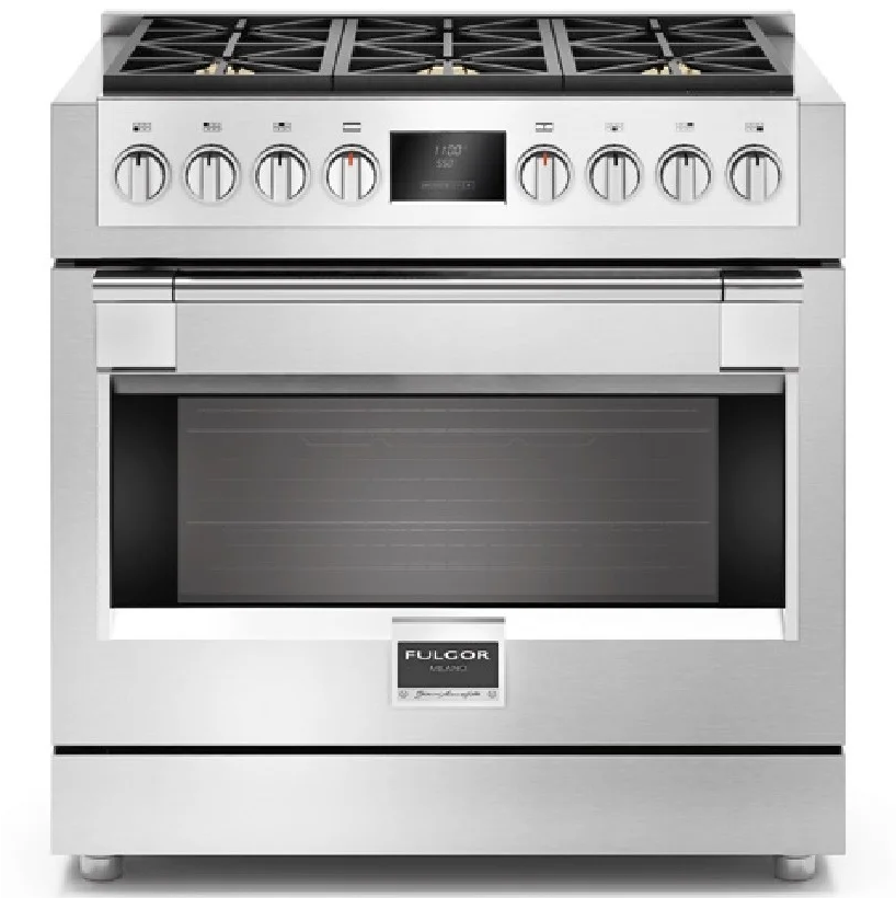Cocina A Gas Fulgor Professional 90 Cm De Doble Conveccion Quemador Doble Llama Acero