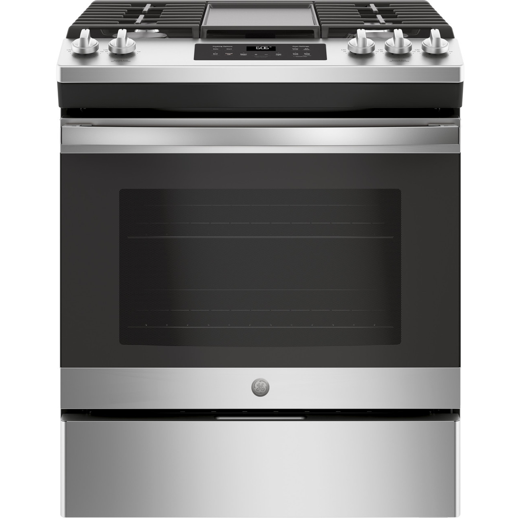 Cocina A Gas GE 76 Cm Quemadores Power Boil Deslizable Acero