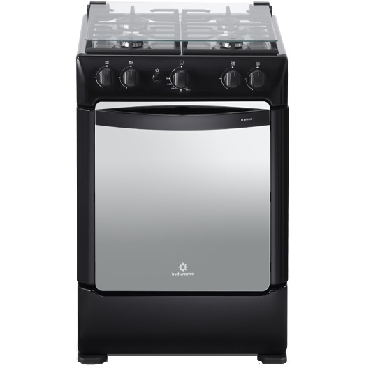 Cocina A Gas Indurama Ferrara Zafiro 60 Cm Quemadores Sellados Y Horno Con Doble Vidrio Templado Negro