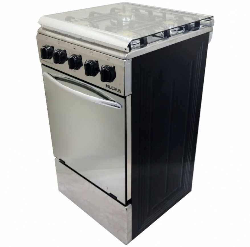 Cocina A Gas Milexus 50 Cm Encendido Electrico Tapa De Vidrio Acero