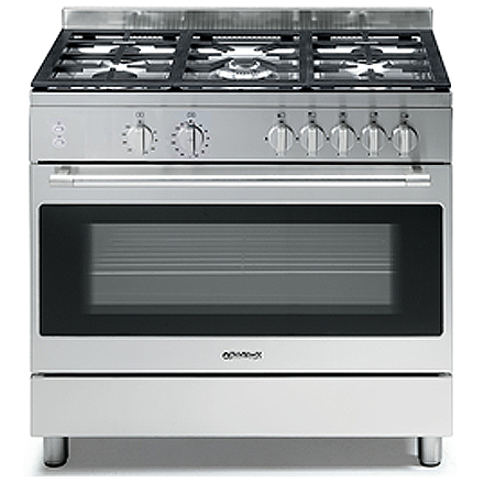 Cocina A Gas Tecnolam 90 Cm Con Grill Electrico 8 F Acero