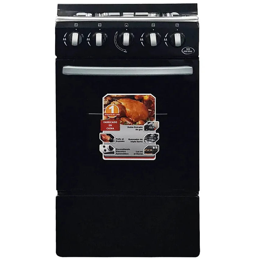 Cocina A Gas Vene Hogar 50 Cm Quemador Triple Llama Encendido Electrico Negro