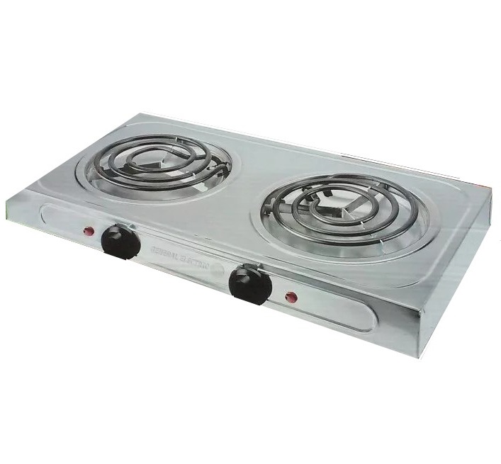 Cocina De Mesa Electrica GE 2 Hornillas 1000W Plateado