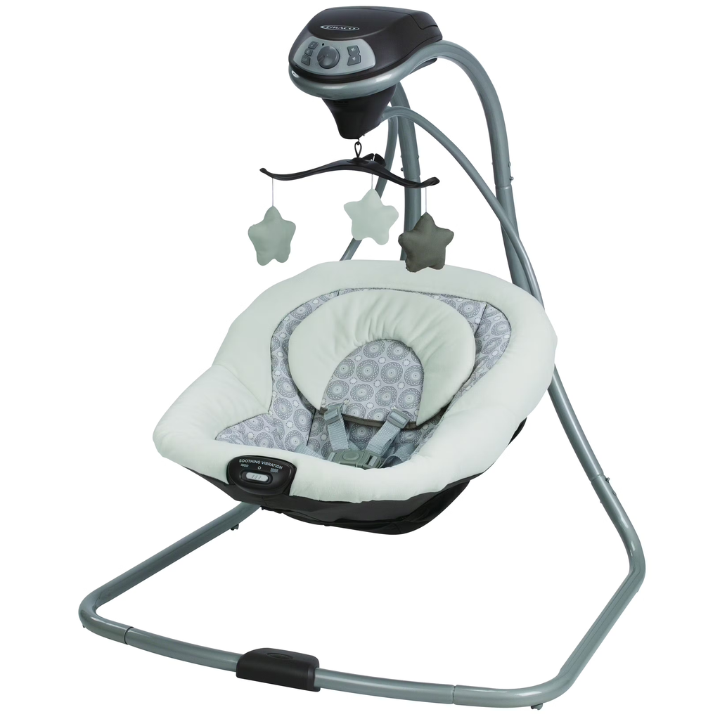 Columpio Para Bebe Graco Simple Sway 6 Vel Movil Con 3 Juguetes 15 Canciones Y Sonidos Beige Y Gris