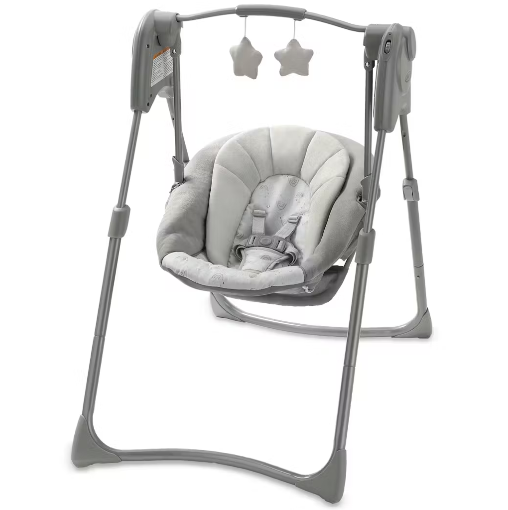 Columpio Para Bebe Graco Slim Spaces Altura Ajustable Plegable Gris
