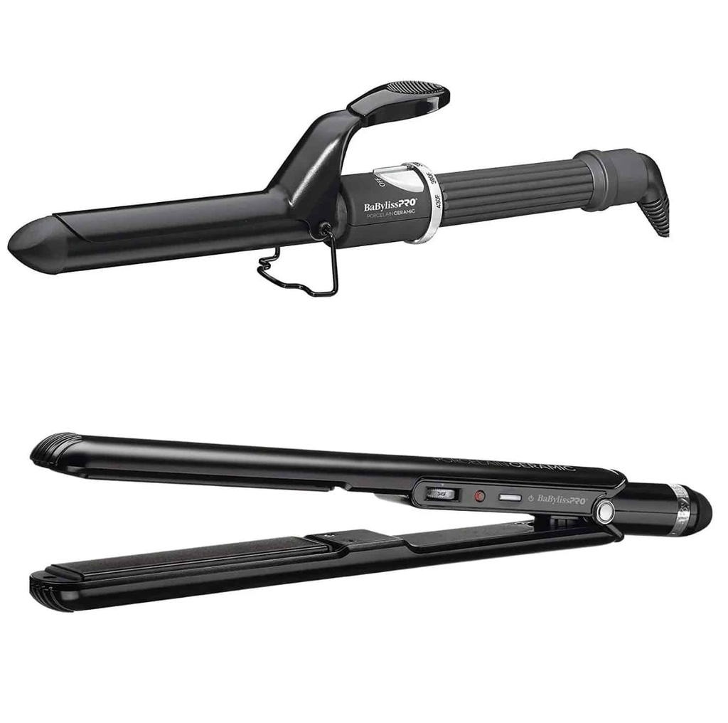 Combo Babyliss Pro De Ceramica Y Porcelana 25 Mm 1" 450°F Y Rizador 25 Mm 1" 430°F Negro