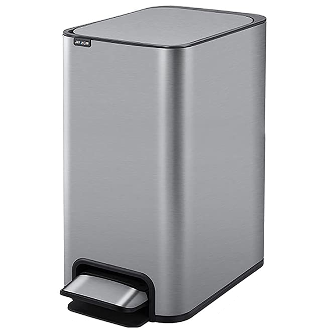 Papelera Swiss Home 13 Lts Con Filtro De Olores Y Resistente Al Agua Con Tapa Y Pedal Plateado