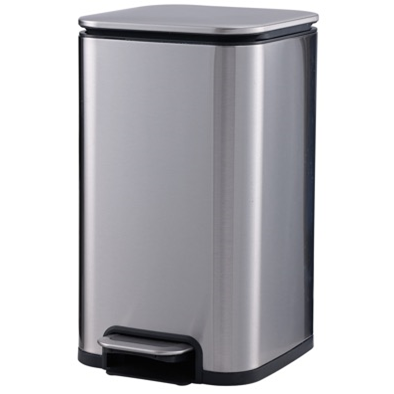 Papelera Swiss Home 9 Lts Cuadrada Con Tapa Y Pedal Plateado