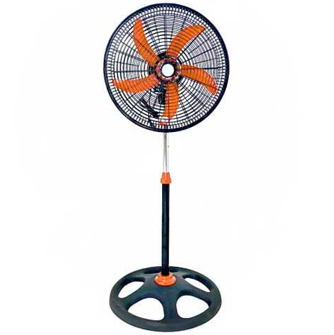 Ventilador De Pedestal Vene Hogar 46 Cm 5 Aspas Oscilante Negro Y Naranja