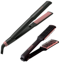 Combo Rucha Plancha Titanium Keratin 25 Mm 1" 450°F Y Cepillo Plancha Negro