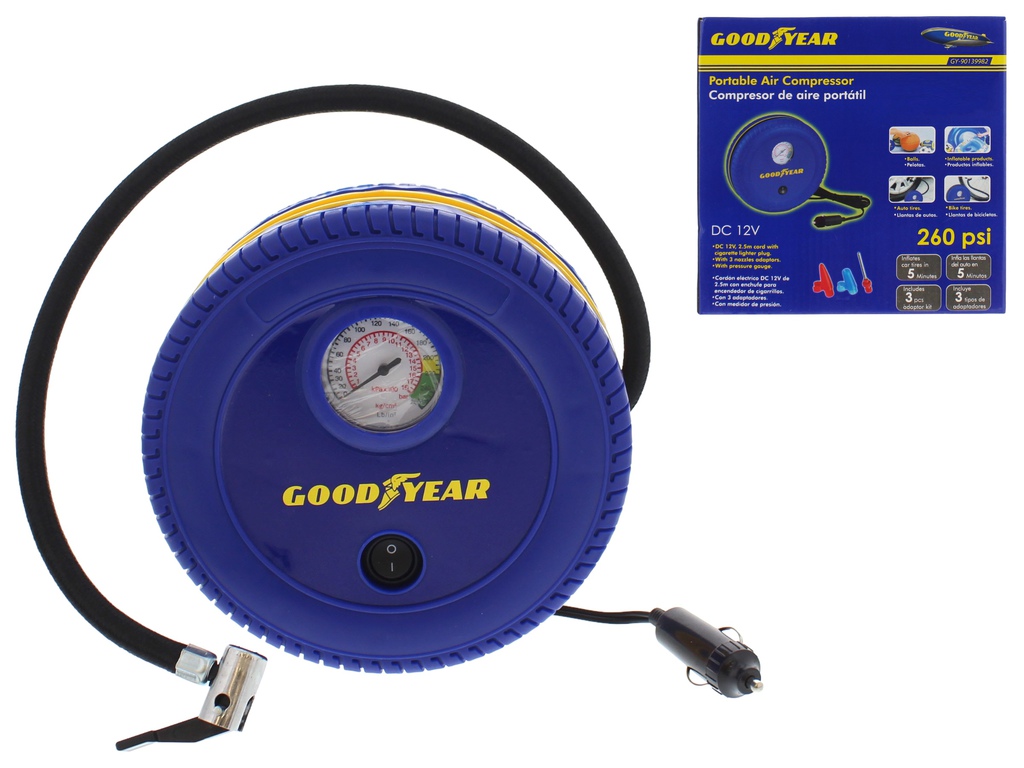 Compresor Portatil Goodyear 12V Azul