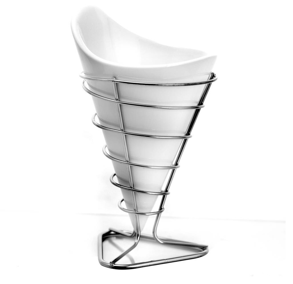 Cono Para Papas Fritas Gibson Elite 4 Pzas Ceramica Blanco