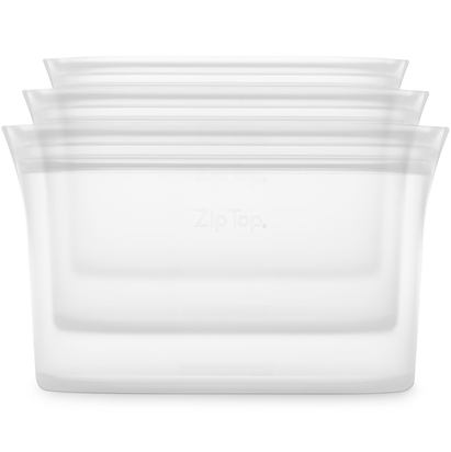 Contenedores Zip Top 3 Pzas Reutilizables Para Almacenar Alimentos Transparente