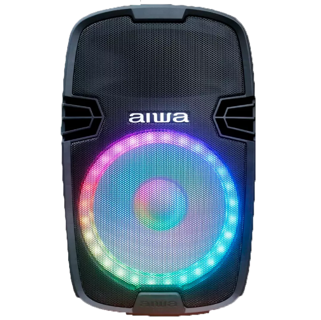 Corneta Aiwa Recargable Con Bluetooth Luces LED Usb Sd Auxiliar 1000W Negro