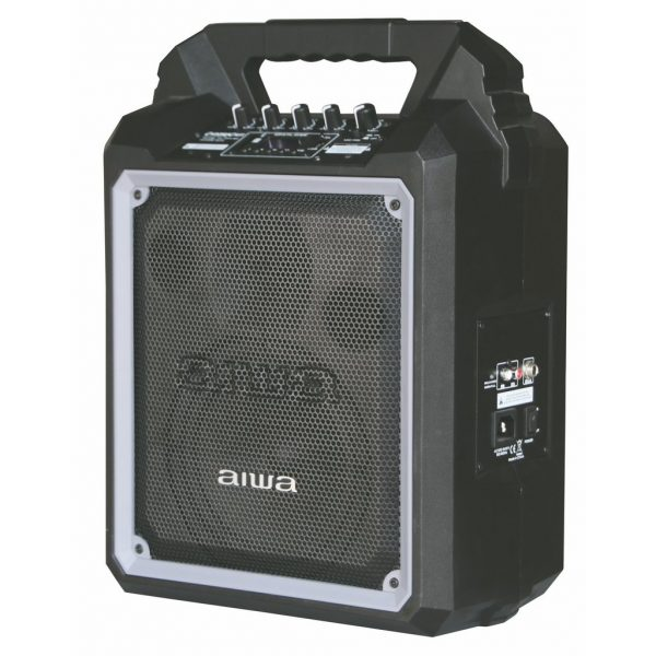 Corneta Aiwa Recargable Portatil Con Bluetooth Usb Sd Aux Entrada Para Microfono 80W Negro