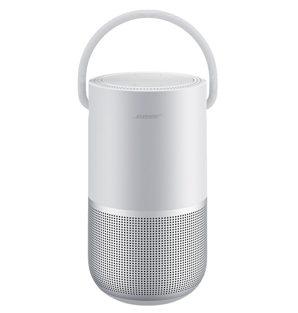 Corneta Bose Smart Portatil Recargable Con Wifi Bluetooh Sonido 360° Control Por Voz Resistente A Salpicaduras Plateado