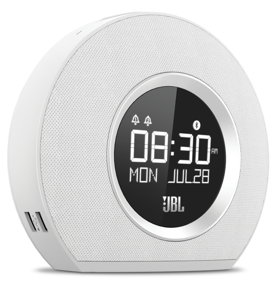 Corneta JBL Horizon Hotel Con Pantalla LCD Despertador Radio Bluetooth Luz Ambiental Blanco